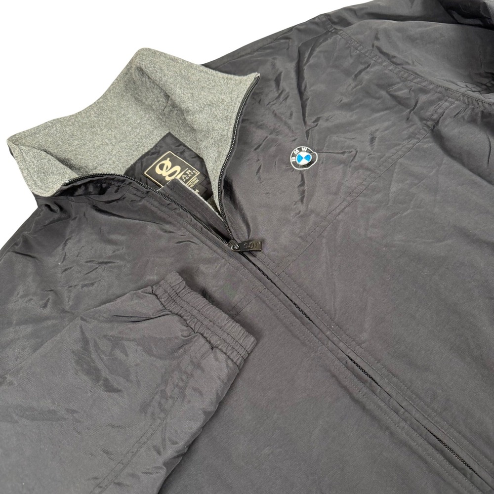 BMW Men Black Full Zip Fleece Lined Windbreaker Jacket Size M. Gear For Sports